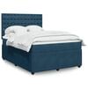 vidaXL Boxspringbett mit Matratze Dunkelblau 140x190 cm Samt