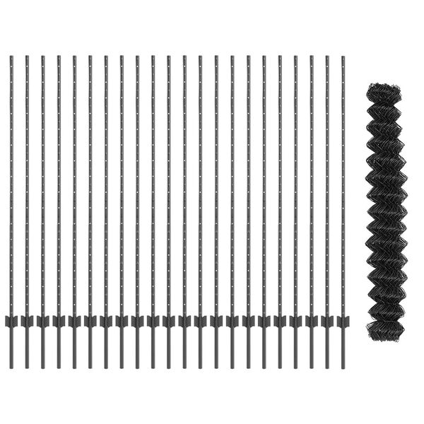 vidaXL Zaun mit Pfosten Grau 1.6 x 25 m Stahl und PVC