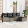 vidaXL Sofa Set mit Kissen mit Speicher 5 pcs Grau Poly-Rattan