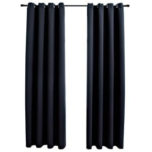vidaXL Verdunkelungsvorh&auml;nge mit Metall&ouml;sen 2 Stk. Schwarz 140x175 cm