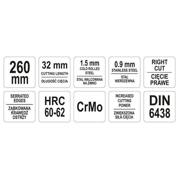 YATO Ideal-Blechschere Rechts 260 mm Gr&uuml;n