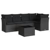 vidaXL 6-tlg. Garten-Sofagarnitur mit Kissen Schwarz Poly Rattan