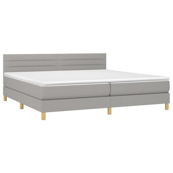 vidaXL Boxspringbett mit Matratze Hellgrau 200x200 cm Stoff