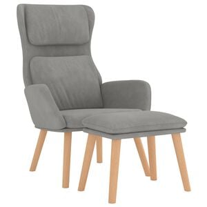 vidaXL Relaxsessel mit Hocker Hellgrau Samt