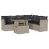 vidaXL 7-tlg. Garten-Sofagarnitur mit Kissen Hellgrau Poly Rattan