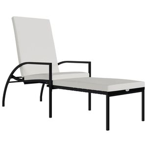 vidaXL Sonnenliege mit Fu&szlig;hocker PE-Rattan Schwarz