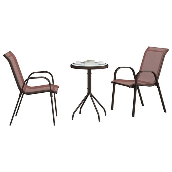 vidaXL Garten Bistro Set 3 pcs Braun Stahl
