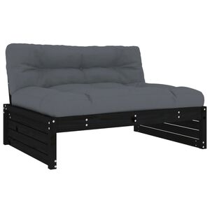 vidaXL Mittelsofa Schwarz 120x80 cm Massivholz Kiefer