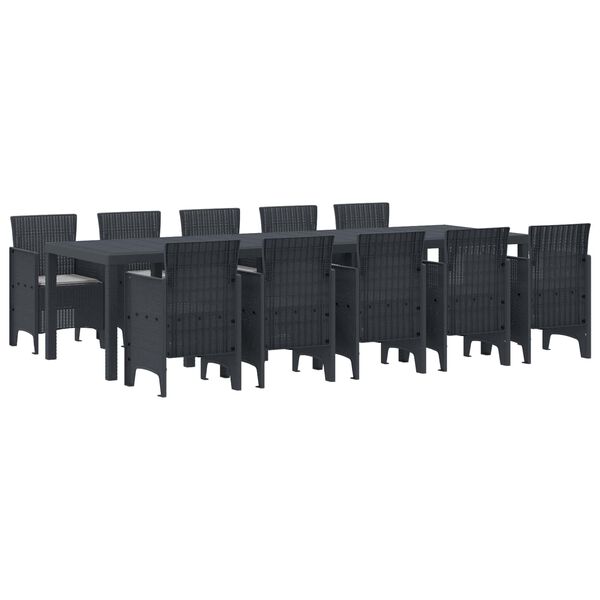 vidaXL Garten Esszimmer Set mit Kissen 11 pcs Anthrazit und Hellgrau
