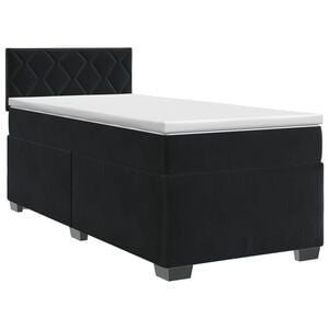 vidaXL Boxspringbett mit Matratze mit Kopfteil Dunkelgrau Einzeln Samt