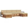 vidaXL Outdoor-Sofagarnitur 6 stk. Natur und Beige Massivholz Akazie