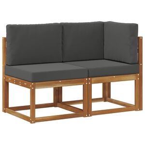 vidaXL Outdoor Mittel- und Ecksofa 2 St&uuml;ck Natur und Anthrazit