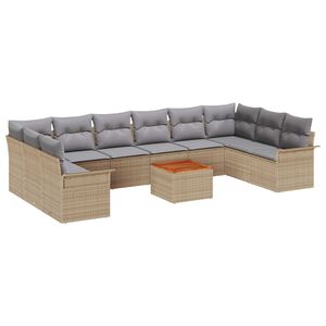 vidaXL Gartensofa-set 11 Stk. 10-Sitzanzahl Beige und Hellgrau
