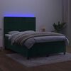 vidaXL Boxspringbett mit Matratze & LED Dunkelgr&uuml;n 140x190 cm Samt