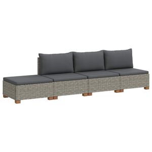 vidaXL 4 Stk. Rattan-Lounge-Set mit Kissen GENDT Naturrattan Kubu Grau