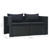 vidaXL 6-tlg. Garten-Lounge-Set mit Auflagen Poly Rattan Schwarz