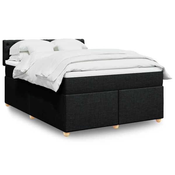 vidaXL Boxspringbett mit Matratze Schwarz 140x190 cm Stoff