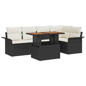 vidaXL Garten-Sofa-Set mit Kissen 6 pcs Schwarz und Creme