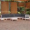 vidaXL 8-tlg. Garten-Lounge-Set mit Kissen Weiß Kiefer Massivholz