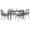 vidaXL 5-tlg. Garten-Essgruppe mit Kissen Schwarz Poly Rattan Glas