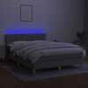 vidaXL Boxspringbett mit Matratze & LED Hellgrau 140x200 cm Stoff