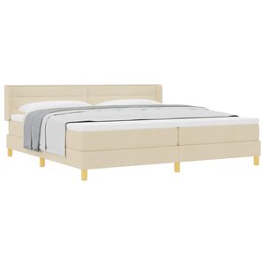 vidaXL Boxspringbett mit Matratze Creme 200 x 200 cm Polyester