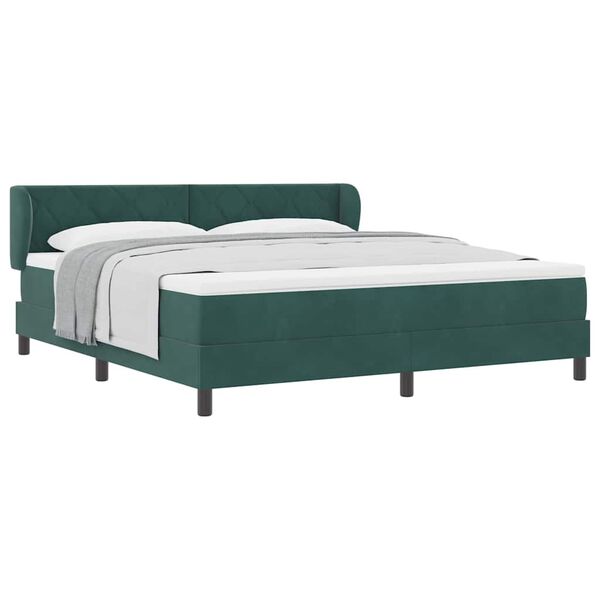 vidaXL Boxspringbett mit Matratze Dunkelgr&uuml;n 180 x 200 cm Samt