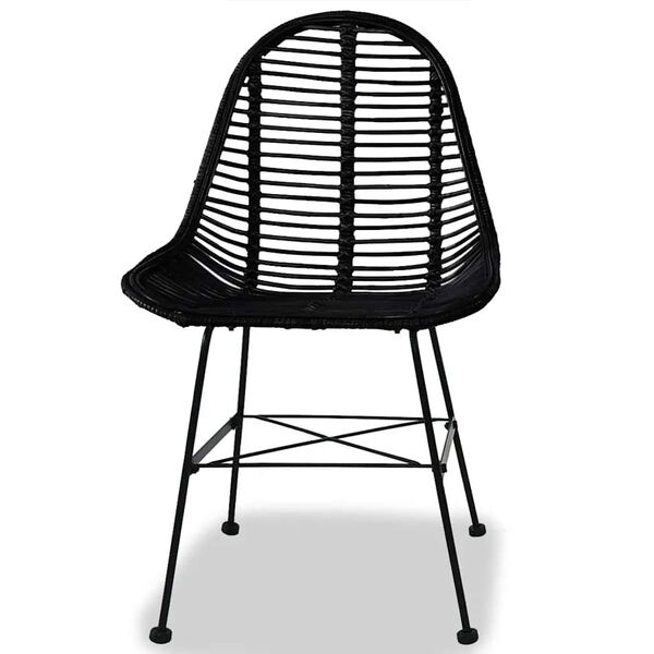 vidaXL Esszimmerst&uuml;hle 2 Stk. Natur Rattan Schwarz