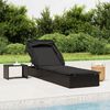 vidaXL Sonnenliege mit Faltdach Schwarz 213x63x97 cm Poly Rattan