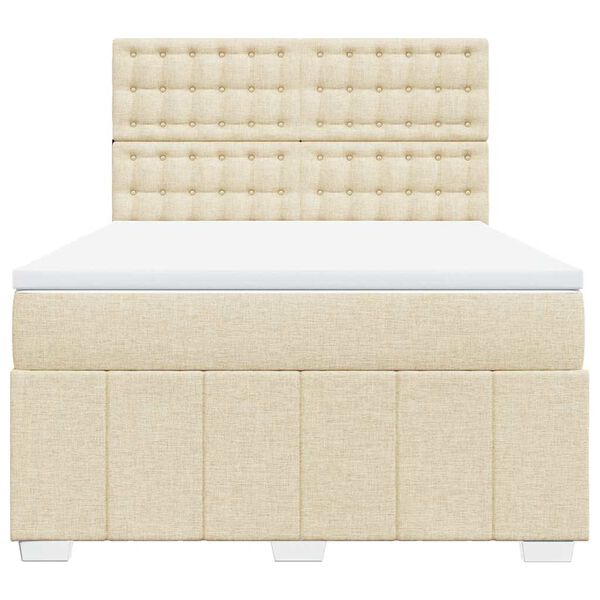 vidaXL Boxspringbett mit Matratze Creme 140x190 cm Stoff