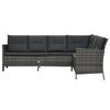 vidaXL 3-tlg. Garten-Lounge-Set mit Auflagen Poly Rattan Grau
