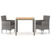 vidaXL 3-tlg. Garten-Essgruppe Poly Rattan & Massivholz Akazie Grau