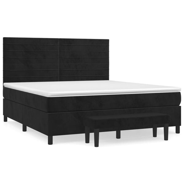 vidaXL Boxspringbett mit Matratze Schwarz 160x200 cm Samt