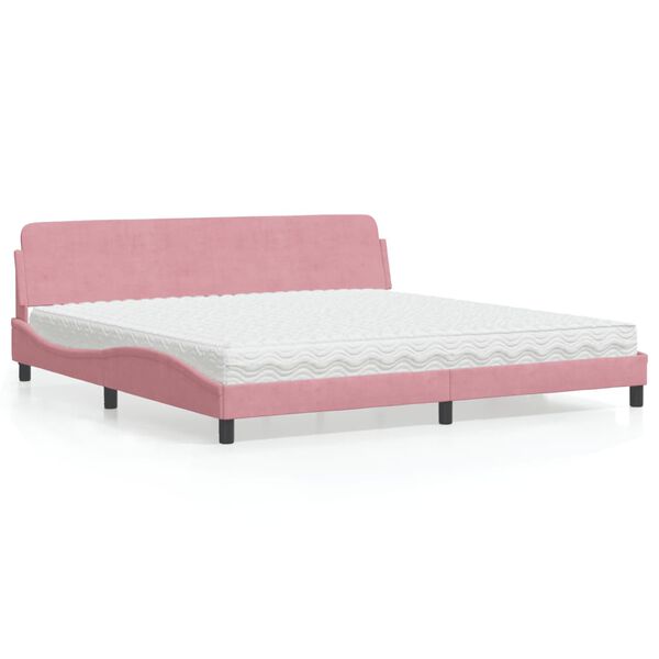 vidaXL Bett mit Matratze "Dover" Rosa 200x200 cm Samt