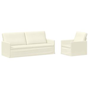 vidaXL Sofa-Set 2 pcs Creme Cordstoff