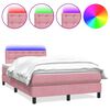 vidaXL Boxspringbett mit Matratze & LED Rosa 120x220 cm Samt