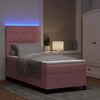 vidaXL LED Boxspringbett mit Matratze Rosa 90 x 200 cm Stoff