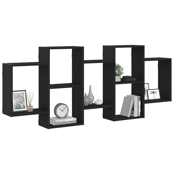 vidaXL Wandregal Schwarz Eichen-Optik 159x18x65 cm Holzwerkstoff