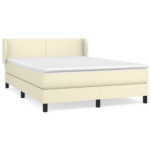 vidaXL Boxspringbett mit Matratze Creme 140x200 cm Kunstleder