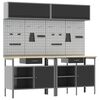 vidaXL Werkbank-Set 8 pcs Schwarz und Grau Pulverbeschichteter Stahl