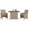 vidaXL 3-tlg. Bistro-Set mit Kissen Beigemischung Poly Rattan