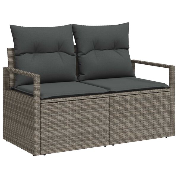 vidaXL Gartensofa-set mit Kissen mit Speicher 5 pcs Grau Poly Rattan