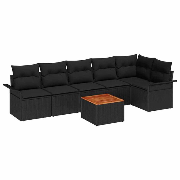 vidaXL Garten-Sofa-Set 7 pcs Schwarz Poly Rattan