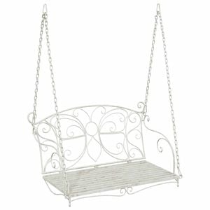 vidaXL Schaukelbank Stahl 105,5 x 61 x 56 cm Antik Wei&szlig;