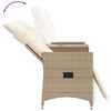 vidaXL Gartensofa 2-Sitzer Verstellbar mit Tisch Beige Poly Rattan