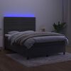 vidaXL Boxspringbett mit Matratze & LED Dunkelgrau 140x190 cm Samt