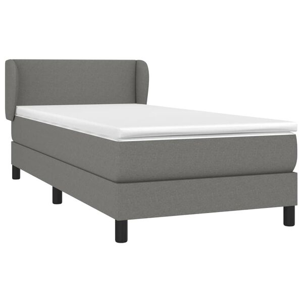 vidaXL Boxspringbett mit Matratze Dunkelgrau 90x200 cm Stoff