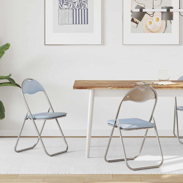 vidaXL Klappstuhl 2 pcs Grau 48 x 43,5 x 81 cm Kunstleder