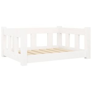 vidaXL Hundebett Wei&szlig; 65,5x50,5x28 cm Massivholz Kiefer