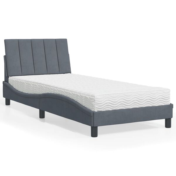 vidaXL Bett mit Matratze "Hanko" Dunkelgrau 80x200 cm Samt